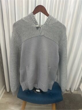 Calvin Klein Grey Knit Hooded Sweater Mens Large EUC